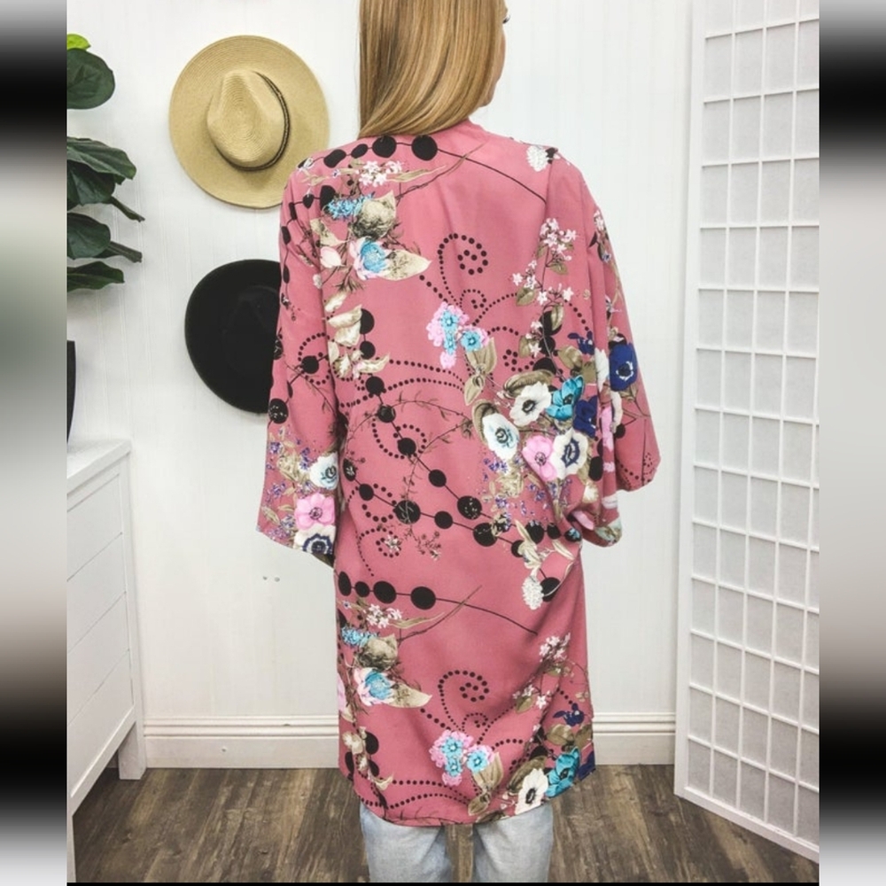 Sale🌺 Easel Tropical Whimsical OS Floral Kimono Cardigan - Picture 2 of 2